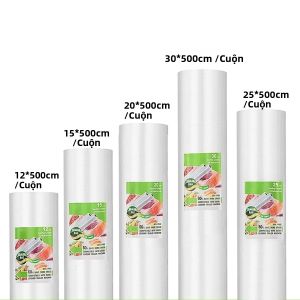 Túi Niêm Phong Chân Không Để Bảo Quản Thực Phẩm Tươi Ngon Lâu Dài 12+15+20+25+30cm Cuộn/Lô Tương Thích Với Máy Đóng Gói Chân Không