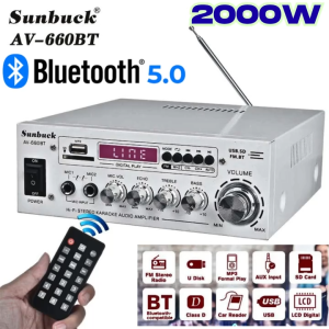 PUCUK Sunbuck Amplifier Bluetooth 5.0 super full bass DAC 2 Ch Remote 2000W karaoke rumahan AV-660BT