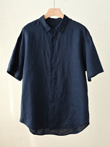 Mens Short Sleeve Linen Shirt Breathable Dry Commute Collar Summer Style Youth Popular Daily Wear Ice Sensation Regular Fit