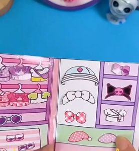 Payoe DIY Quiet Book Sanrio Melody Kuromi Quiet Book Homemade Book Laminated Dolls With Velcro Tape