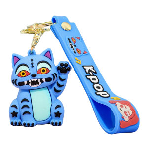 Hasbro | 4pcs Printed Anime Movie Demon Hunters Girls Derpy Keychains Doll Cute Tiger Action Model Toy Collection Gifts Keychain