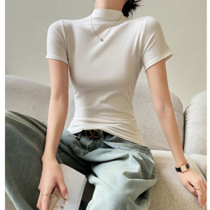 MiiOW | เสื้อยืดคอกลมแขนสั้นทรงเข้ารูปสไตล์เกาหลีสำหรับผู้หญิง คอลเลกชั่นฤดูใบไม้ผลิ 2025 เสื้อชั้นในสุดเท่สำหรับผู้หญิงวัย 18-35 ปี