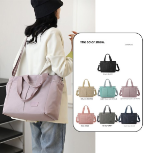 Fashion Trendy Spring Season Nylon Handbag Large Capacity Shoulder Bag Casual Crossbody Satchel for Women Soft Texture Zipper Closure