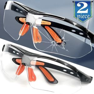 2Pcs Outdoor Work Lab Eye Protective Glasses / HD Safety Goggles / Windproof Spectacles