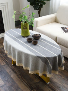 Oval Coffee Table Cloth Tablecloth Modern Minimalist Scandinavian Cotton Linen Ins Style Oval Fabric Mat Tea Table Table Cloth Cover Cloth
