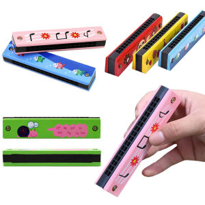 16 หลุมที่มีสีสัน Harmonica การ์ตูนสัตว์ทาสีไม้ Harmonica เด็กเครื่องดนตรีของเล่นของขวัญของที่ระลึก ZYF