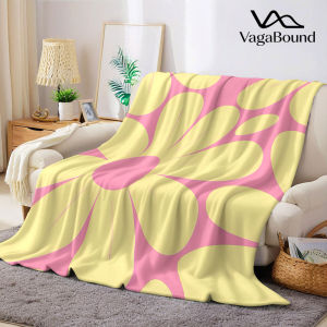 Pink Yellow Flower Print Flannel Blanket Warm Soft Halloween Christmas Decorative Couch Warm Cozy All-Season Gift
