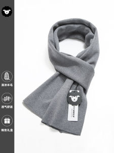 City Sheep Mens Knitted Wool Scarf Winter High-end Neck Warmer Pure Color Gift Box Set for Boyfriend Students Youth Fashion
