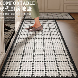 VIKAMA Kitchen Crystal Velvet Non-slip Anti-oil Floor Mat Resistant to Stains and Easy to Clean Bathroom Mat Home Decoration