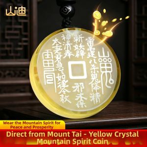 SHANDI | Yellow Crystal Mountain Ghost Money Amulet Pendant Lüli Bagua Retro Ethnic Style