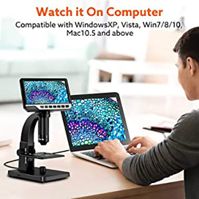 Elikliv EDM11S 7 Inch LCD Digital Microscope with Remote Control 32GB, EDM11 2000X 10 LEDs Biological Microscope for Adults Kids with Digital Microbial Lens, Windows/Mac OS Compatible