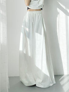 plus Size White Non-Light Umbrella Pants Women Summer Fat MM Pear Body Shape Wide Leg Loose Slimming Casual Pants