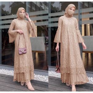 GAMIS ANJELINA/ GAMIS BRUKAT / BAJU LEBARAN / PAKAIAN WANITA / GAUN PESTA / KEBAYA / JUMBO SIZE