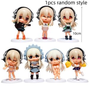 Bandai | 1/3/7pcs Japan Anime SUPERSONICO Action Figure Toys Super Sonico Swimwear Version Q Collection Model Decoration Toy