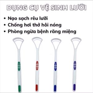 Dụng cụ nạo/cạo lưỡi bằng nhựa nhỏ gọn vệ sinh rêu lưỡi mùn lưỡi hết hơi thở hôi nóng sạch khoang miệng-Shop Tiện Ích Vượt Trội