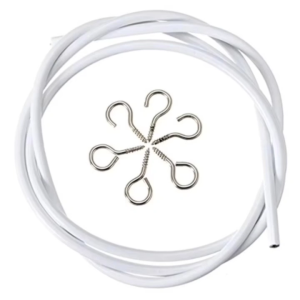 4m Curtain Window Cord Cable PVC Spring Rope Wall Hanging Line With Screw Eyes And Hooks