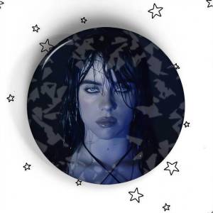 Mesuca | Singer B-Billie E-Eilish-es Badges Round Exquisite Badge Brooches Creative Pins For Clothes Hat Backpack Gift Accessories