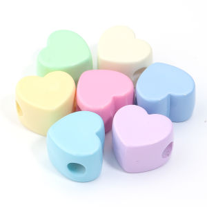 6pcs Heart Acrylic Beads Macaron Color Large Hole Loose Beads For DIY Jewelry Making Bracelet Necklace Phone Chain Accessories