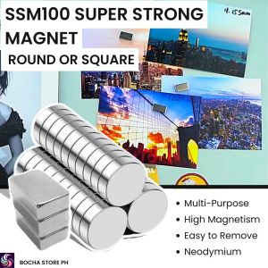 Utility Magnet Safe for Home Use | Neodymium | SSM100 | Strong Grade | Round & Square | Multi-Purpose High Magnetism Magnet For DIY Fridge Magnets Whiteboard Crafts Dry Erase Board Billboard Office Magnets