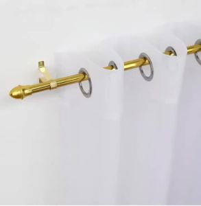 Telescopic Curtain Rod Adjustable Extendable Rod With Screws And Bracket with Rod Set Curtain Accessories(GOLD/SILVER)