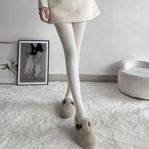 Thickened Fleece Womens Base Layer Socks Autumn Winter Oats Color Micro-compression Slimming Footwear-friendly Pantyhose