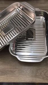 BabyShop-C1213 Panci Stainless Steel Panggangan Ikan Persegi / Piring Panggang Wadah Makanan