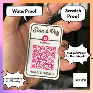 Tng QR Keychain 50x80mm UV Print di Aryclic Tahan Kotor Tahan Air Senang Payment Senang Bayar