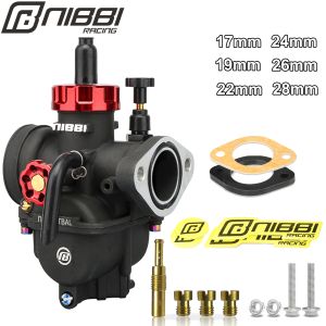 NIBBI 2T 4T Motorcycle Black Racing Carburetor PE17mm 19mm 22mm 24mm 26mm 28mm Flange Carburetor With Jets For GY6 YAMAHA Honda ATV 50cc-300cc Engine