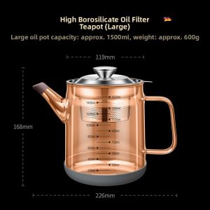 High Borosilicate Glass Oil Dispenser Anti-Drip Kitchen Storage Container with Filter Net Home Cooking Utensils Oil Bottle