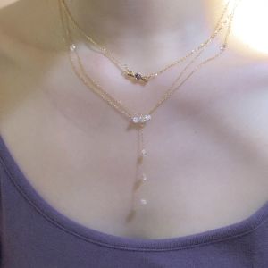 Christmas Halloween New Year Flash Sale Sugar Paper Necklace Layering Original Design Gold Plated Embedded Artificial Gem Alloy Chain for Women