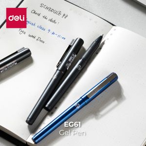 Deli Business Gel Pen / Pulpen Gel Profesional 1.0mm Casing Metal EG61