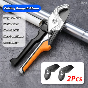 TINSOL 0-32mm Heavy Duty Pipe Cutter for PVC PPR PU PE Sharp SK5 Steel Blade Scissor Tube Cutter Manual Ratchet Plumbing Tool