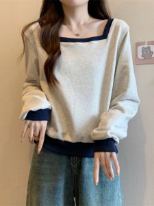 Oversized Slimming Hoodie for Women French Square Neck