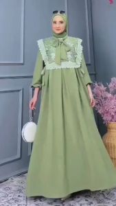 Queena Dress Crinkle Mix Vest Brukat Gamis Lebaran 2025 Viral Mewah Dress Wanita Terbaru Kondangan