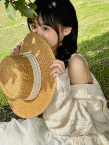 French Style Laffite Straw Hat Womens Summer Beach Travel Photography Sunshade Hat Wide Brim Flat Top Rural Style Cap