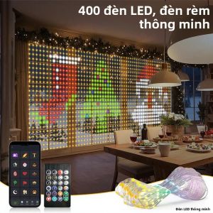 Đèn Rèm LED Thông Minh RGB Điều Khiển Bằng Ứng Dụng Chống Nước Tự Lắp Đặt Kiểu Đèn Tiên Cắm USB Có Thể Tùy Chỉnh Văn Bản Trang Trí Phòng Tiệc Điều Chỉnh Độ Sáng Đồng Bộ Nhạc