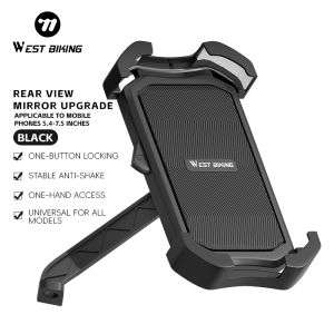 West Biking | WEST BIKING 360° Rotating Self-Locking Phone Holder Anti-Shake Bicycle Mount for Handlebar & Rearview Mirror with 5.4-7.5" Phone