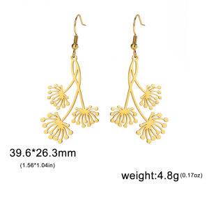 Classic Elegance Rose Dandelion Pendant Charm Earrings for Women Bohemian Romantic Stainless Steel Jewelry Accessories Gift 2024