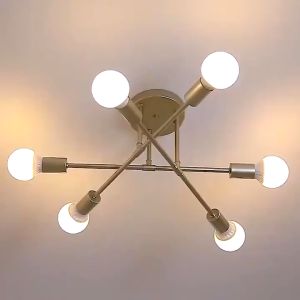 Lampu Gantung 3/6/8 Nordik Besi Emas Chandelier Lampu Hias Ruang Tamu Kamar Tidur Ruang Makan Dekoratif Lampu