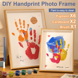 DIY Hand Paint For Couple Set Photo Frame With Stand Couple Hand Paint Shadow Box Frame 10R With Paint Set Easy To Clean No odor Waterproof Picture Frame Wooden Handprint Photo Frame For Birthday Anniversary Valentines Day Graduation Gifts