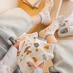 BF-P625 Kaos Kaki Wanita Karakter Beruang Lucu Kekinian / Kaus Kaki Pendek Semata Kaki Motif Bear Ankle Socks / Kaos Kaki Korea Women Socks Fashion Import