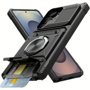 Heavy Duty Drop Protection Armor Wallet Card Case for Samsung Galaxy S26 S25 Ultra S24 Plus S23 FE Magnetic Ring Kickstand Cover
