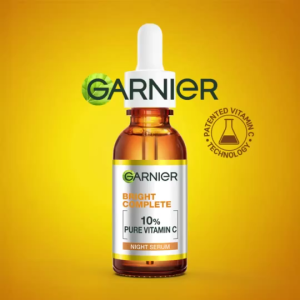 Garnier Bright Complete 10% Pure Vitamin C Night Serum 15ml Boost Skin Radiance Fade Dark Spots Anti‑Dullness Overnight Brightening Facial Serum 73% Glow Improvement From First Morningl Overnight Skin Renewal
