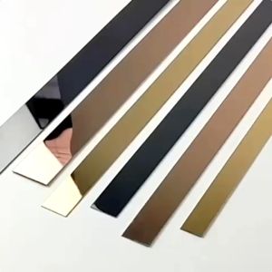 【Promosi 】5M List Plat Strip Mirror Gold Flat Decorative Lines Stiker Dekorasi Lantai Keramik
