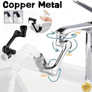 Copper Metal Universal 1080° Rotation Faucet Extender Dual Mode Sprayer Head Bubbler Splash Aerator for Kitchen Robot Arm Tap