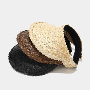 Handmade Raffia Empty Top Straw Hat Women Summer Fashion Sunscreen Sun Cap Ponytail Topless Hats For Beach Holiday Outdoor