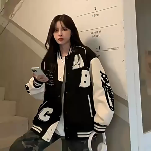 CC-34801 เสื้อเบสบอลสไตล์อเมริกัน แจ็กเก็ตปักลายวัยรุ่น แฟชั่นอินสไตล์ เพิ่มความหนา ขนาด M ถึง 3XL