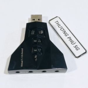 USB âm thanh / USB Sound Card Virtual 7.1 Channel (Dạng phi thuyền 4 lổ gồm 2 Âm thnah và 2 Míc)