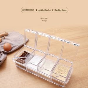 Household spice box fourpiece set transparent kitchen supplies