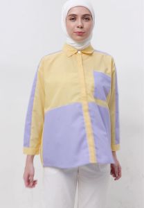 MFMW Brenada Atasan Kemeja Kombinasi Purple